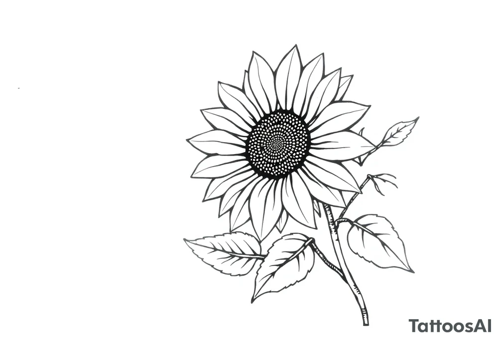 Sunflower with stem and leaves tattoo idea