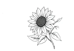 Sunflower with stem and leaves tattoo idea