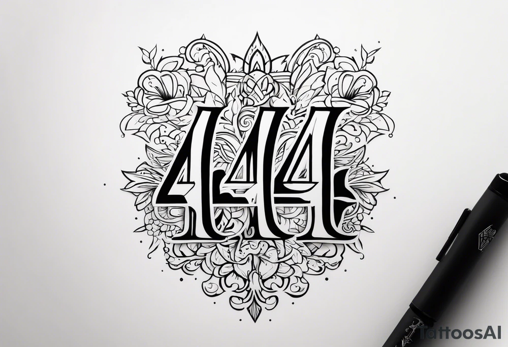 Lettering "4 4 4 4" tattoo idea