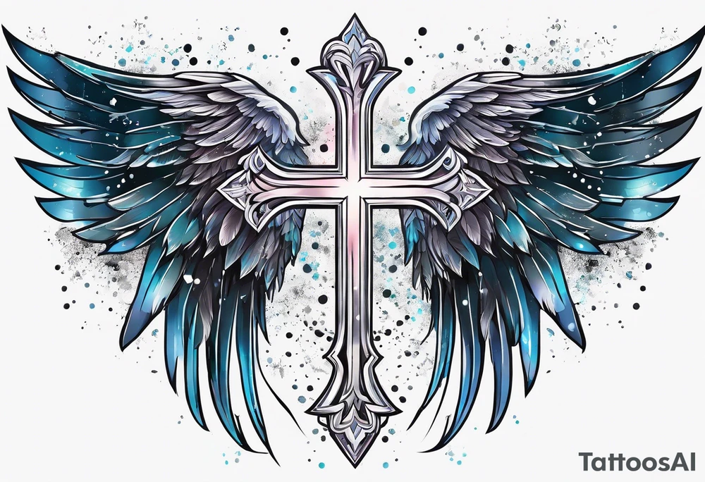 Constellation, Angel wing , snow , cross tattoo idea