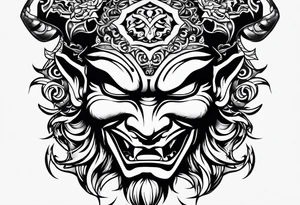 Japanese devil mask tattoo idea