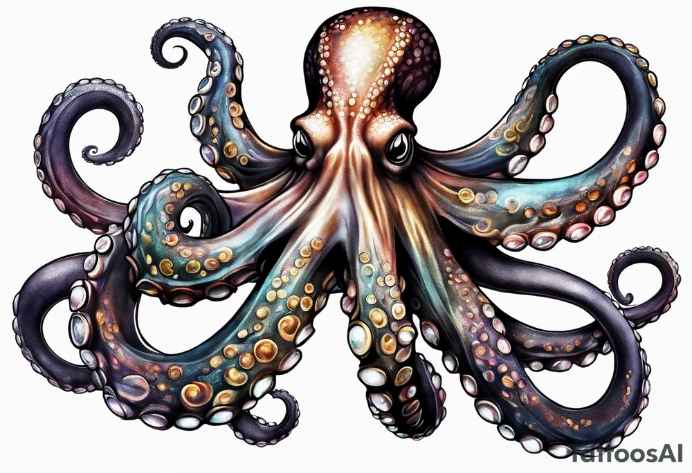 large octopus with multiple tentacles and suckers tattoo idea