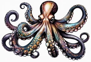 large octopus with multiple tentacles and suckers tattoo idea
