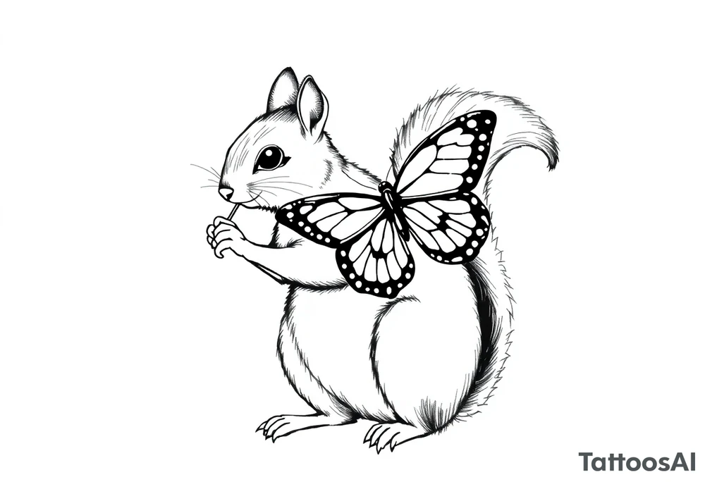 A Squirrel holding butterfly tattoo idea