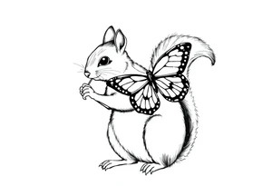 A Squirrel holding butterfly tattoo idea