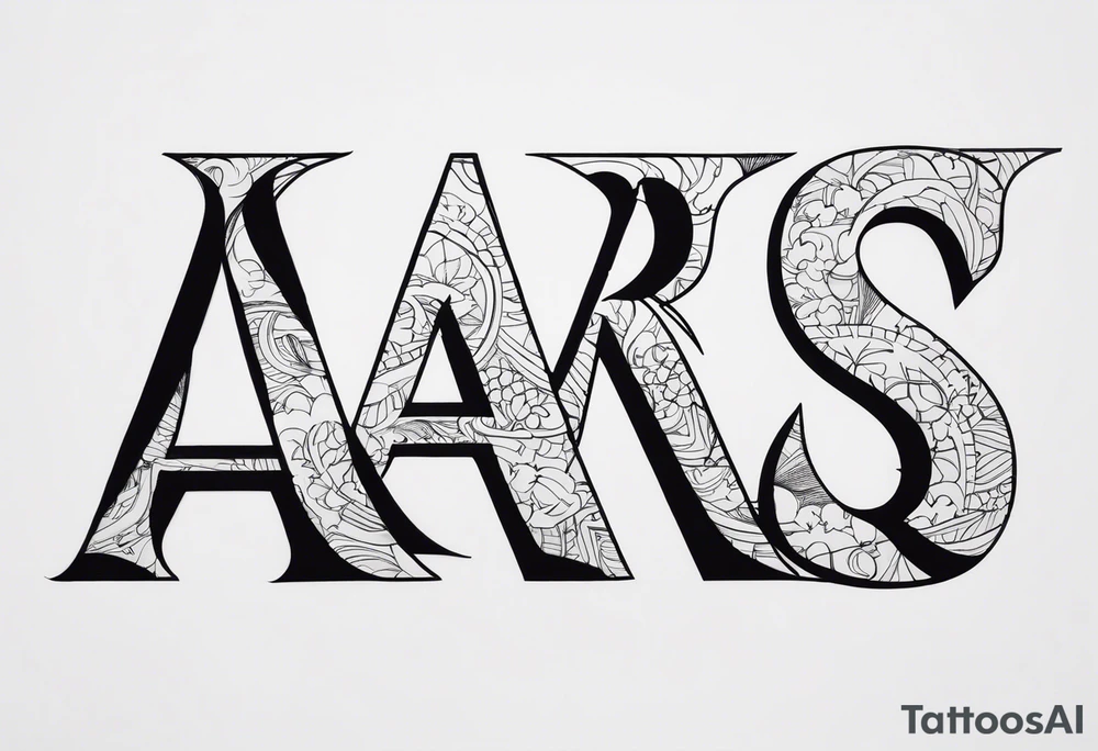 The letters AR together with the words always ready going down the side of the letters tattoo idea