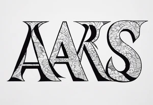 The letters AR together with the words always ready going down the side of the letters tattoo idea
