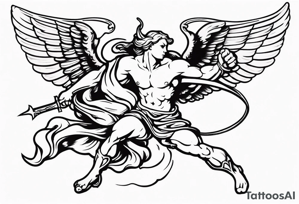 angel fighting a demon tattoo idea
