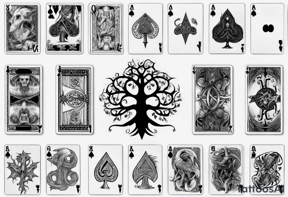 Gondor, Yggdrasil, playing cards Aces and Eights tattoo idea