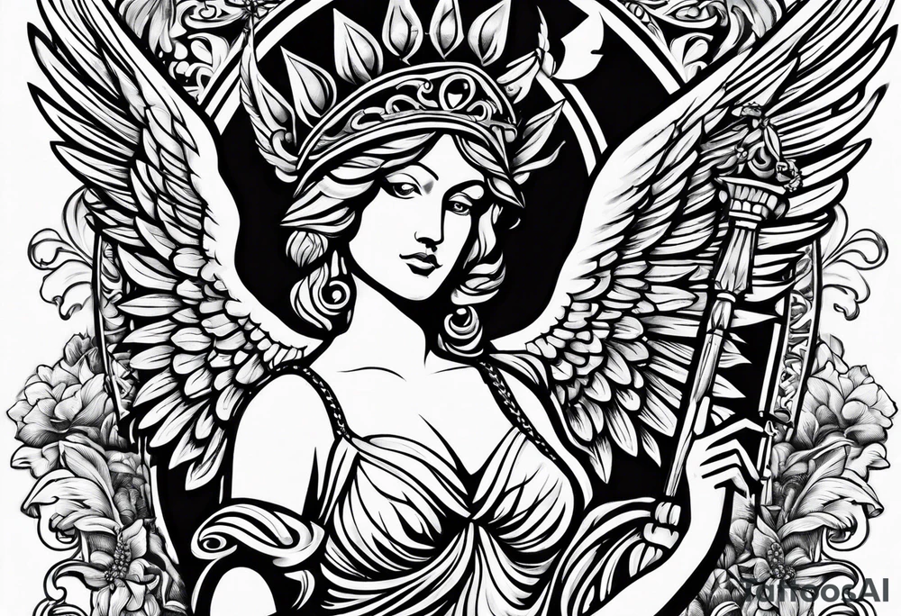 lady justice with wing tattoo idea