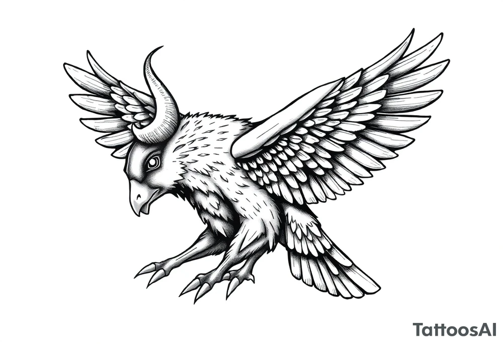 A bull / falcon hybrid creature with ancient Egyptian mythology, as ruled by Venus in western zodiac tattoo idea