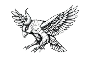 A bull / falcon hybrid creature with ancient Egyptian mythology, as ruled by Venus in western zodiac tattoo idea