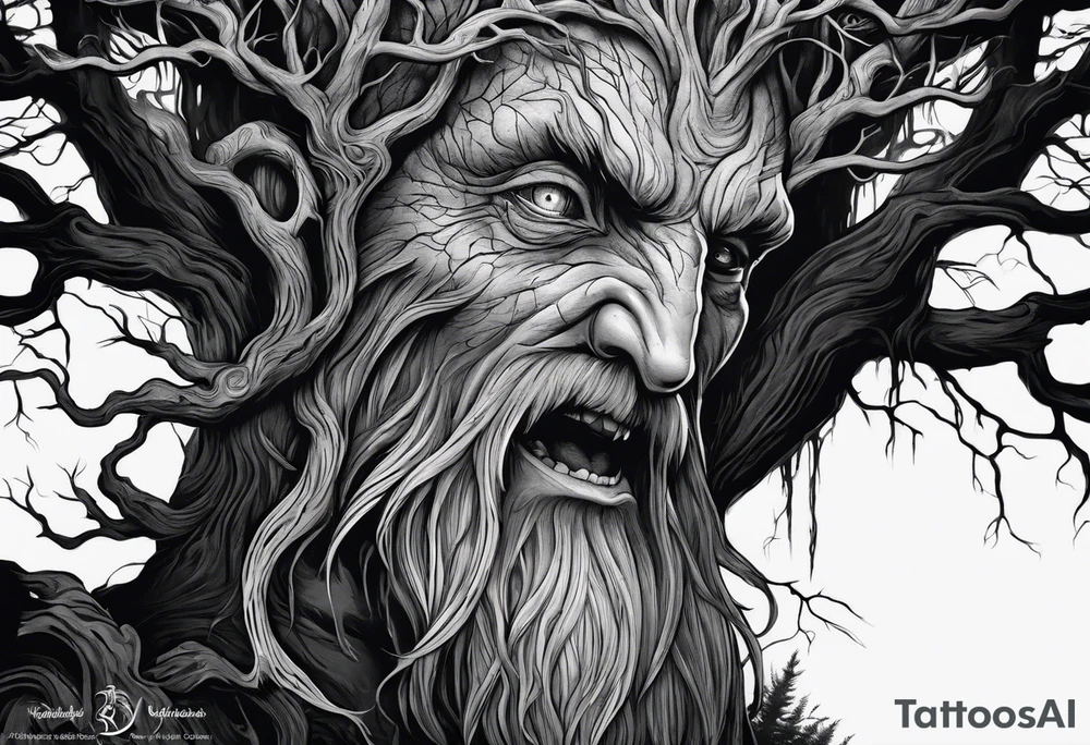 Leshy creepy trees tattoo idea