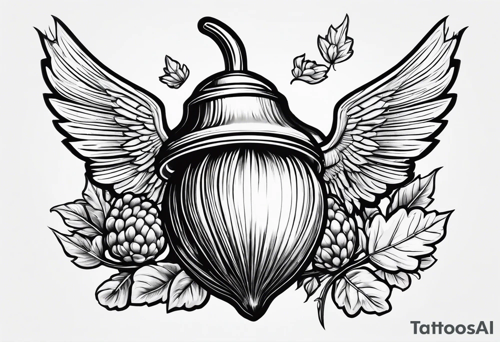 Flying acorn tattoo idea