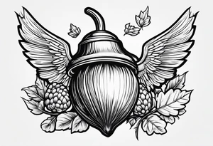 Flying acorn tattoo idea