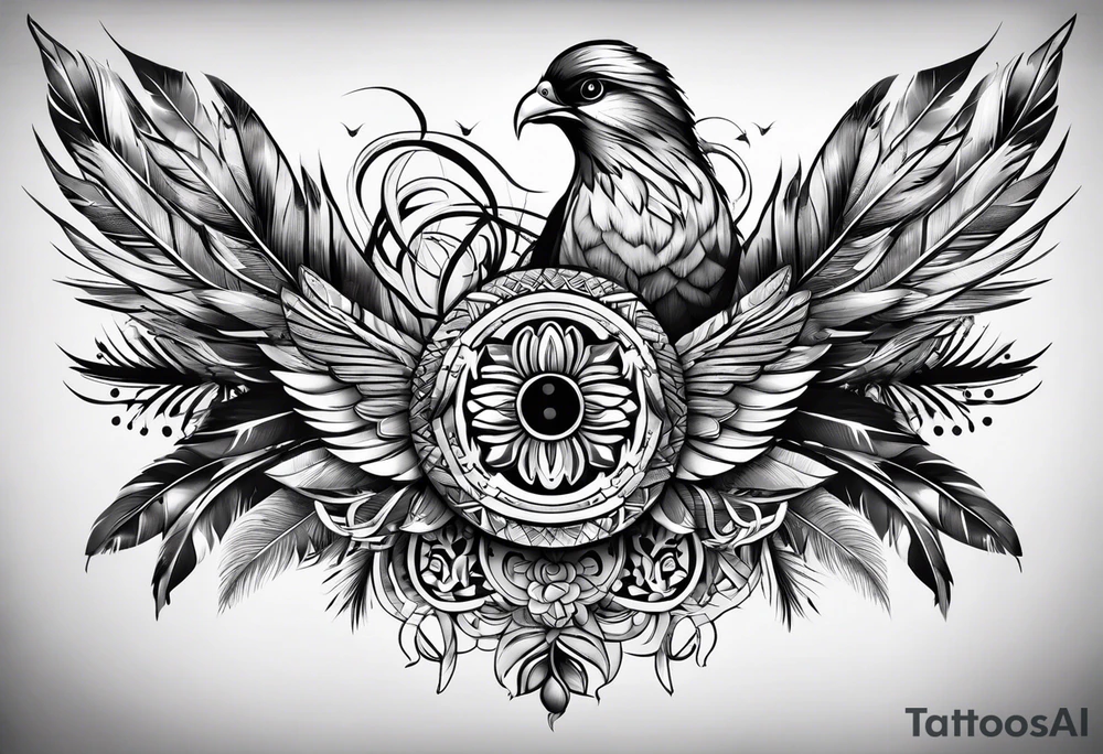 2 feathers tied together tattoo idea