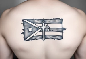 puerto rican flag , cross, old san juan in the background tattoo idea