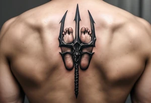 barefoot behind trident tattoo idea