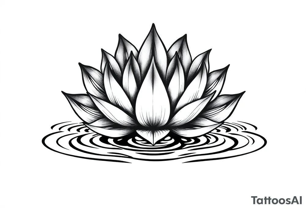 serene lotus flower emerging from sacred waters with ripples tattoo idea