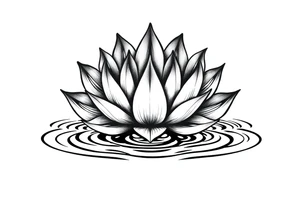 serene lotus flower emerging from sacred waters with ripples tattoo idea
