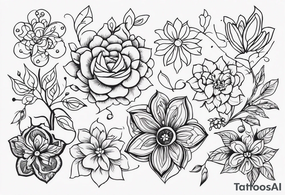 ornaments of flowers tattoo idea