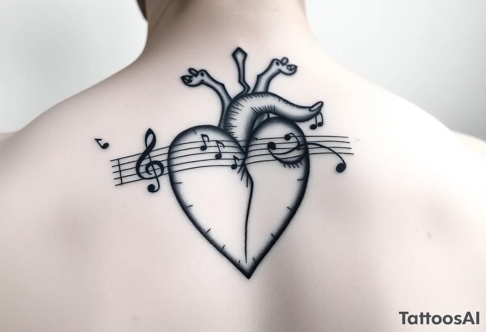 Note musicali legate al mio cuore innamorato tattoo idea