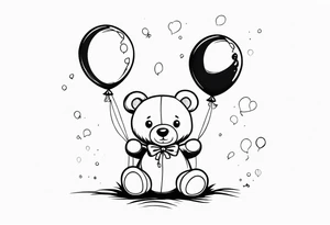 teddy bear with balloons tattoo idea