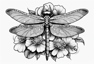 Dragon fly with clover behind it tattoo idea