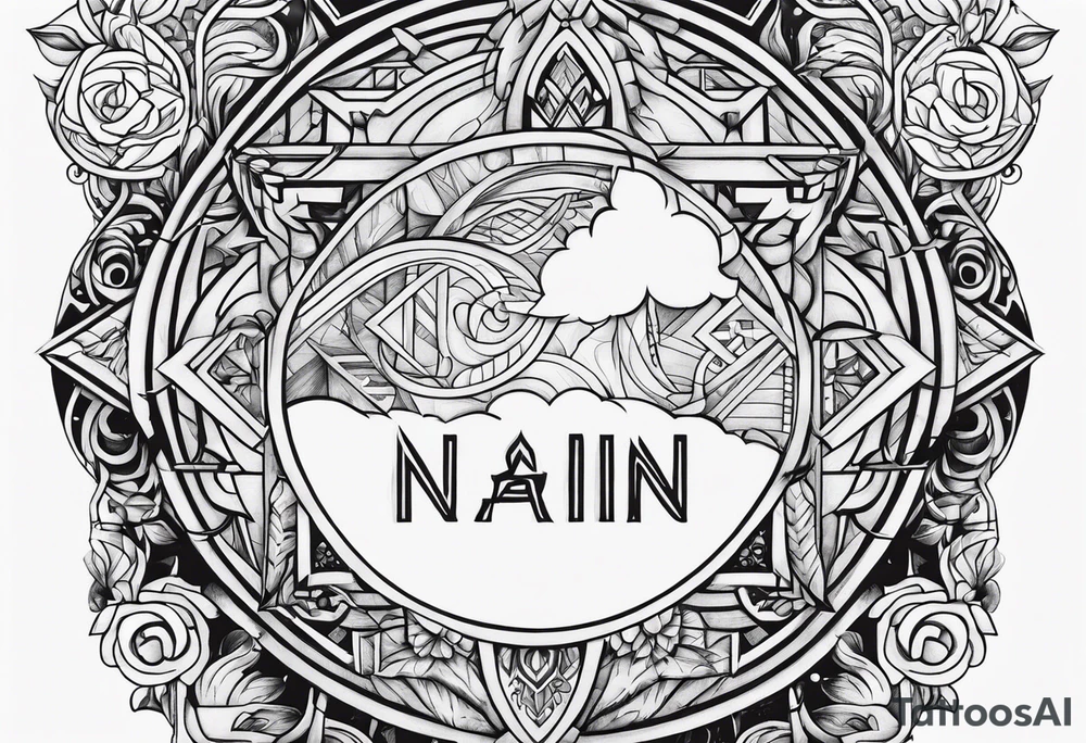 Write the word NAIN in a creative way tattoo idea
