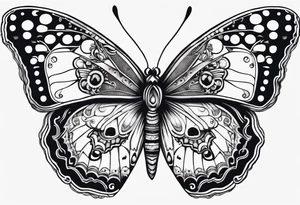 Moth chasing a butterfly with dots inbetween tattoo idea