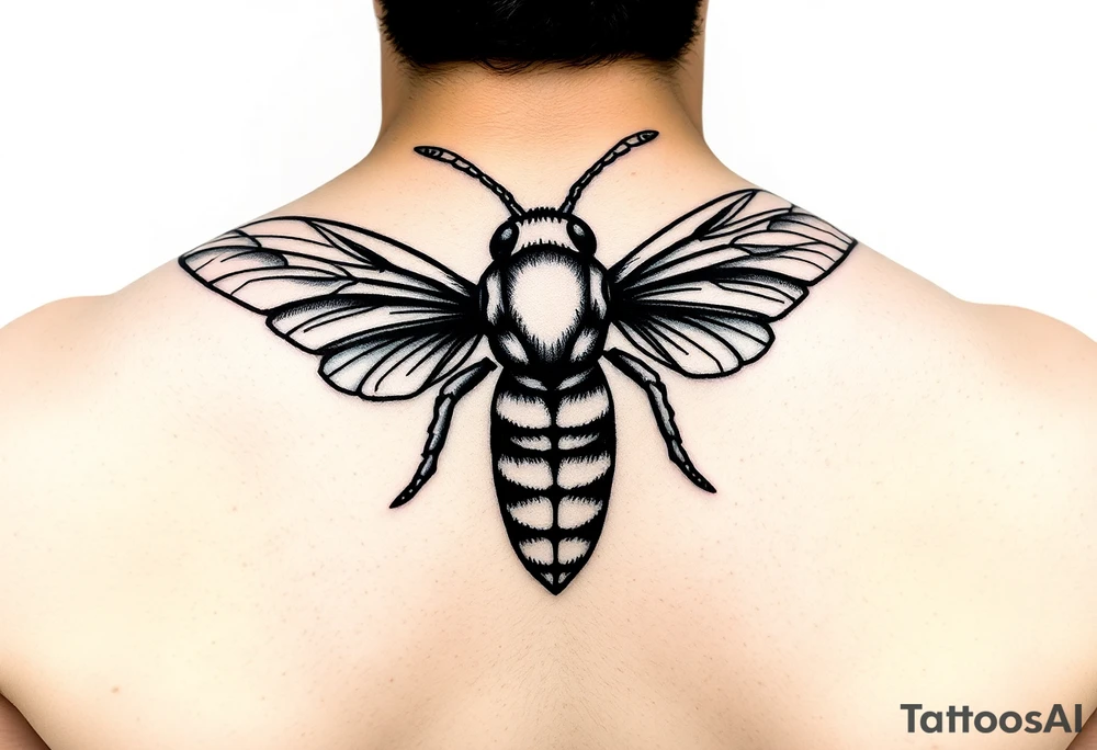 Angry hornet flying with arched body tattoo idea