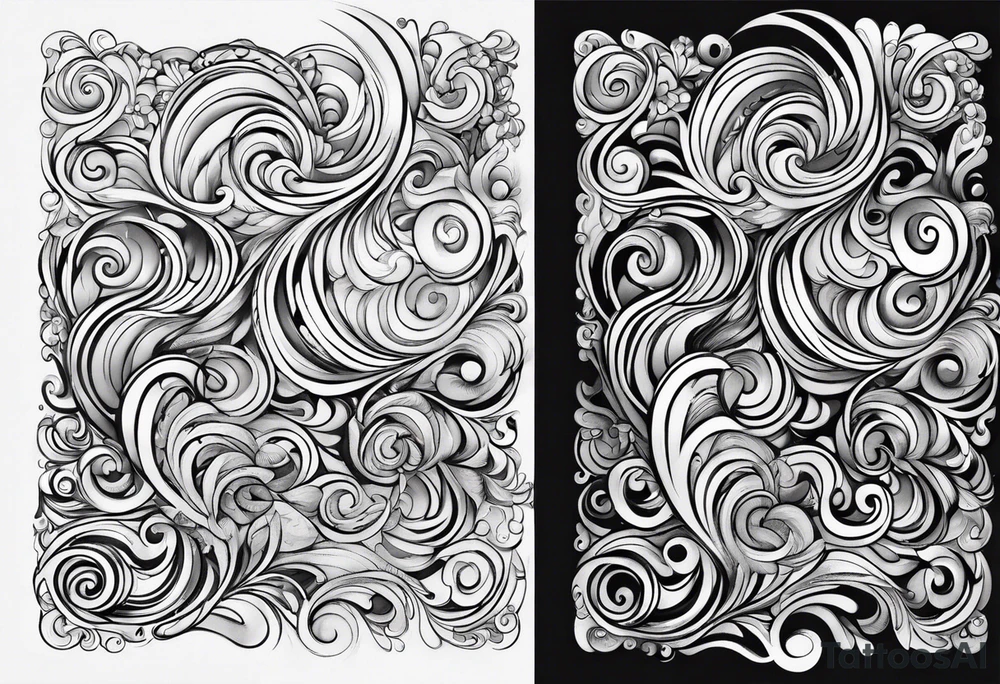 Swirls and whirls half sleeve, covers fingers tattoo idea