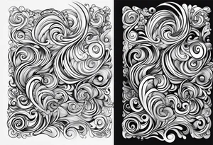 Swirls and whirls half sleeve, covers fingers tattoo idea
