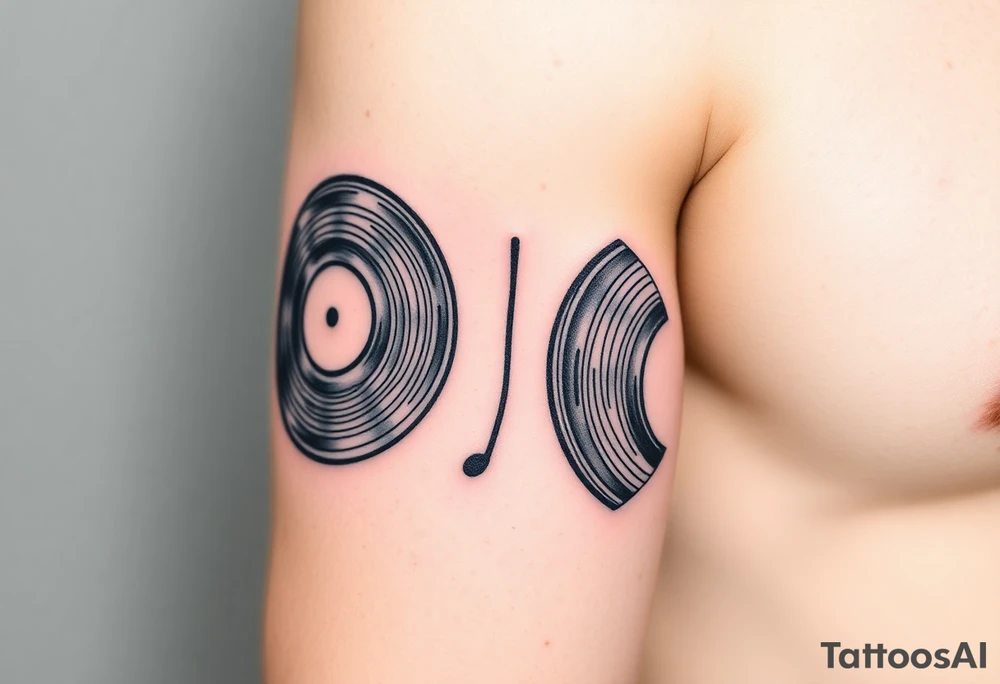 two vinyl records side by side expressing love for music tattoo idea