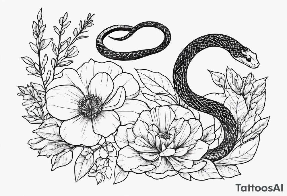 Snakes and wildflowers tattoo idea