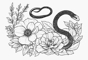 Snakes and wildflowers tattoo idea