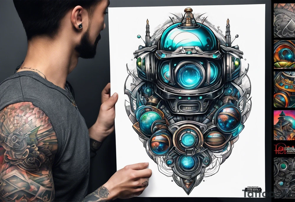 Space, city, planet. tattoo idea