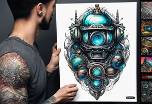 Space, city, planet. tattoo idea