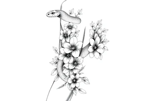 Snake with flowers tattoo idea