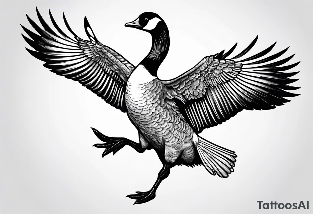 angry canadian goose shaking wings in profile tattoo idea