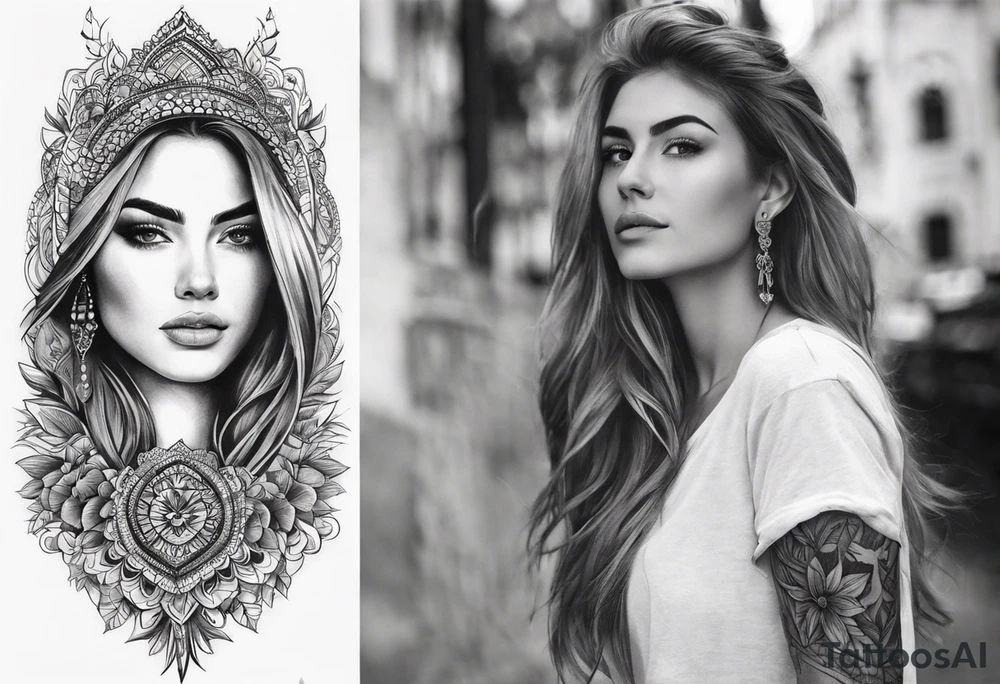 I want a Vertical Tattoo on the Outside of my left forearm. The picture I want is Kosovska Devojka tattoo idea