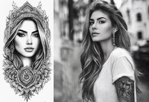 I want a Vertical Tattoo on the Outside of my left forearm. The picture I want is Kosovska Devojka tattoo idea