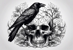 A crow on a ent skull tattoo idea
