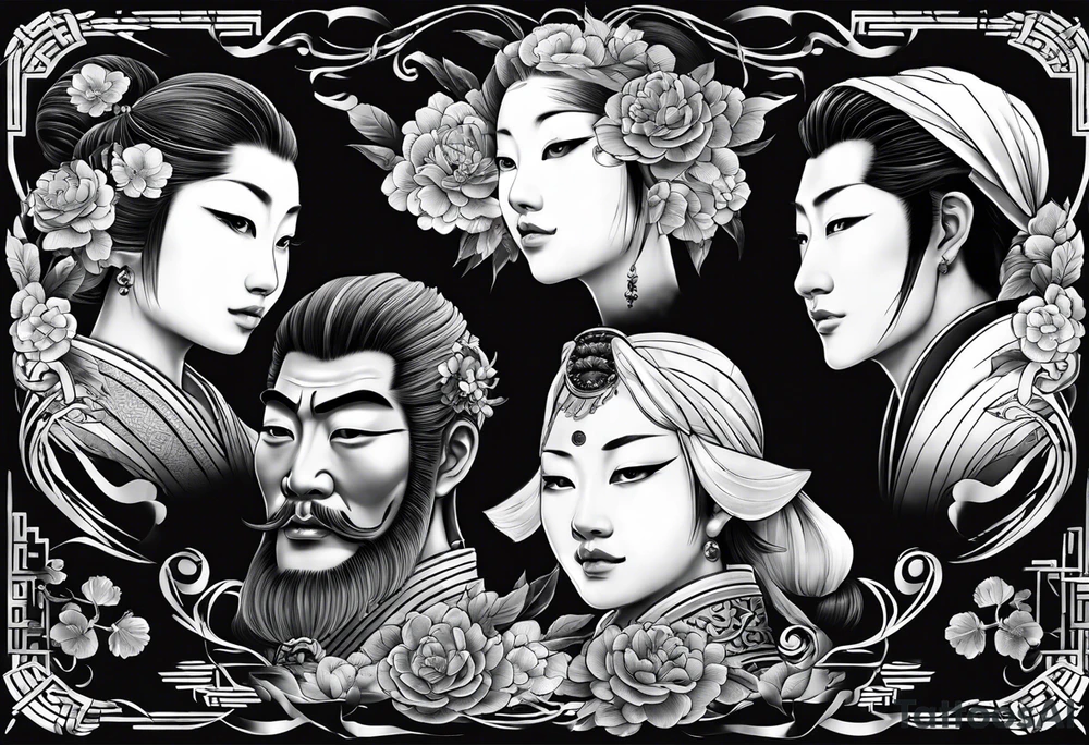 The Japanese say you have three faces. The first face, you show to the world. The second face, you show to your close friends and your family. The third face, you never show anyone. tattoo idea
