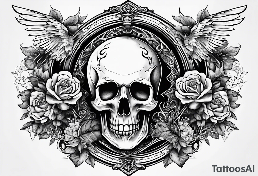 memento mori with fallen angles around it tattoo idea