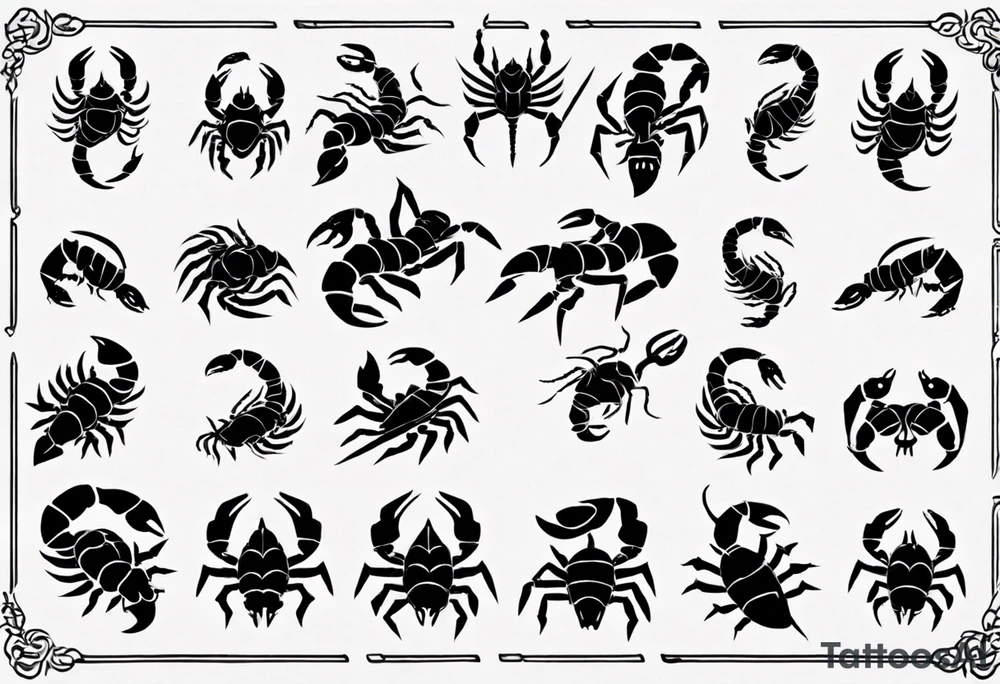 background that represents game development and designs with a scorpion make it magical, and cute scorpion that's feminine add 2023 tattoo idea