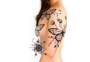 Butterflies and tulips tattoo idea