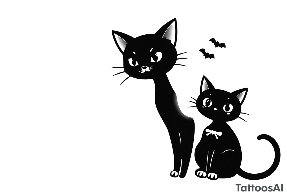 cute Halloween black cat tattoo idea