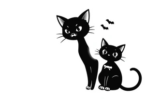 cute Halloween black cat tattoo idea
