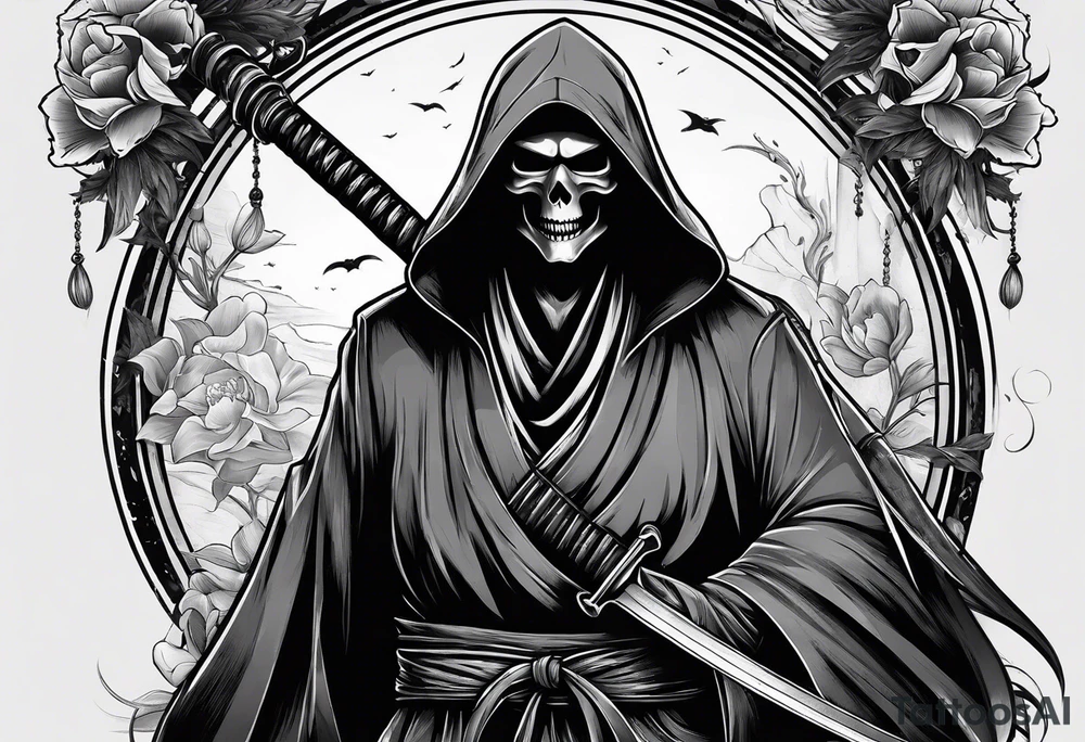 Katana and grim reaper tattoo idea
